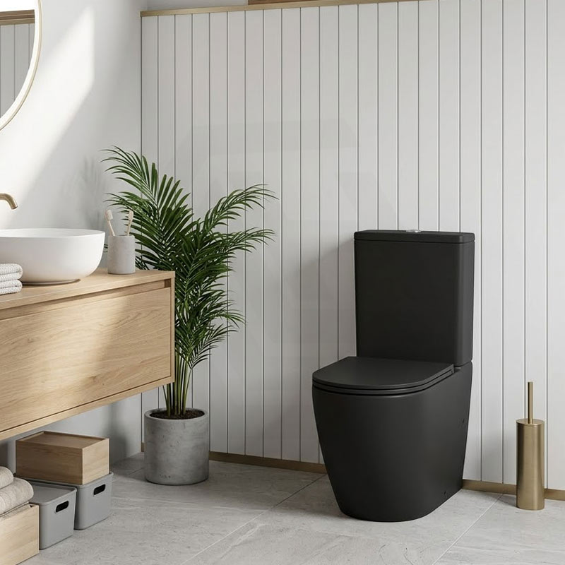 Rimless Tornado Ceramic Back to Wall Toilet Suite 665x380x845mm - Variant Colour