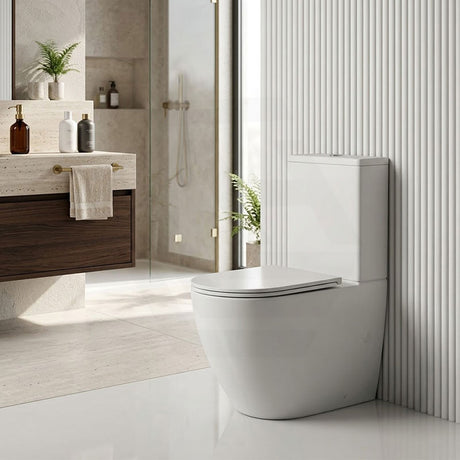 Rimless Tornado Ceramic Back to Wall Toilet Suite 665x380x845mm - Variant Colour