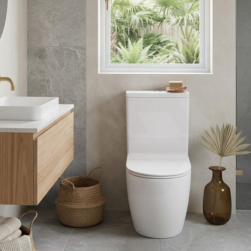 Rimless Tornado Ceramic Back to Wall Toilet Suite 665x380x845mm - Variant Colour