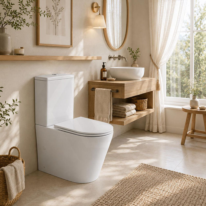 Rimless Tornado Back to Wall Toilet Suite Compact Design 620x385x835mm - Gloss White