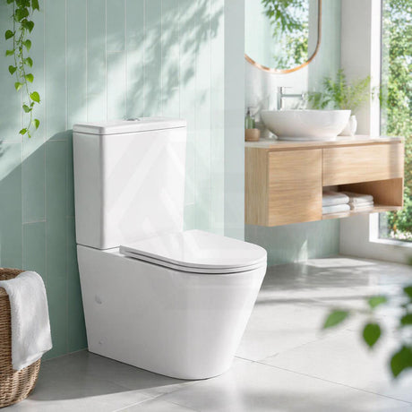 Rimless Tornado Back to Wall Toilet Suite Compact Design 620x385x835mm - Gloss White