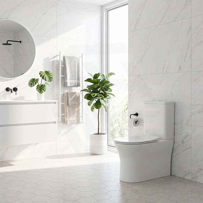 Bathroom Back To Wall Toilet Suite Rimless Slim Duraplas Seat Ceramic 665x395x850mm - Gloss White