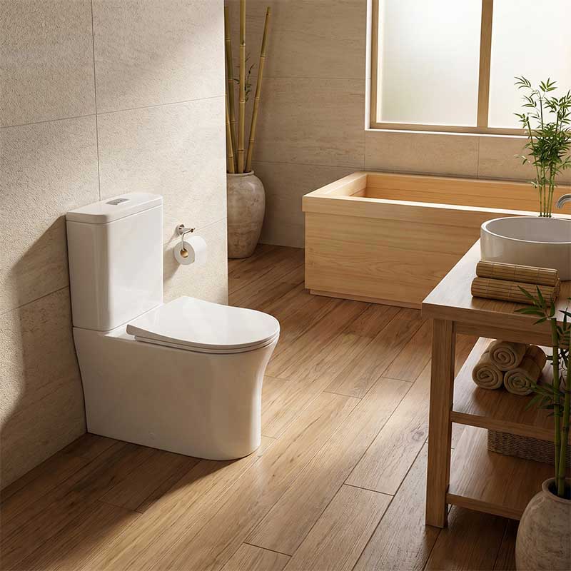 Bathroom Back To Wall Toilet Suite Rimless Slim Duraplas Seat Ceramic 665x395x850mm - Gloss White