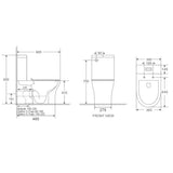 665x395x850mm Bathroom Back To Wall Toilet Suite Rimless Slim Duraplas Seat Ceramic