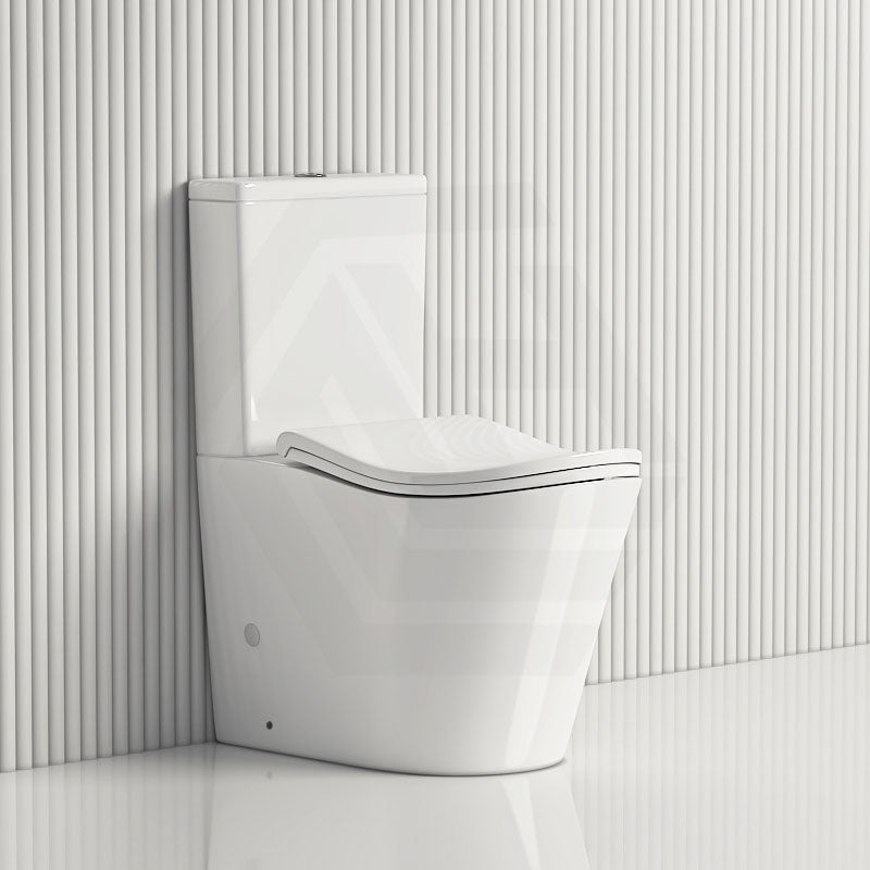 670x390x860mm Bathroom Back to Wall Rimless Tornado Toilet Suite Ergonomic Curved Seat