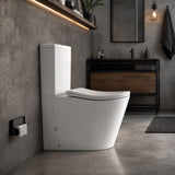Bathroom Back to Wall Rimless Tornado Toilet Suite with Ergonomic Curved Seat 670x390x860mm - Gloss White