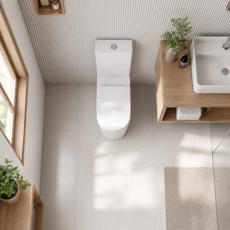 Bathroom Back to Wall Rimless Tornado Toilet Suite with Ergonomic Curved Seat 670x390x860mm - Gloss White