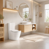 Bathroom Back to Wall Rimless Tornado Toilet Suite with Ergonomic Curved Seat 670x390x860mm - Gloss White