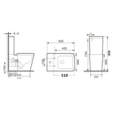 630x360x835mm Bathroom Rimless Back To Wall White Ceramic Toilet Suite