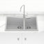 800X500X220mm Carysil Concrete Grey Double Bowl Granite Kitchen Laundry Sink Top/ Flush Mount