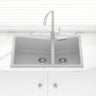 800X500X220mm Carysil Concrete Grey Double Bowl Granite Kitchen Laundry Sink Top/ Flush Mount