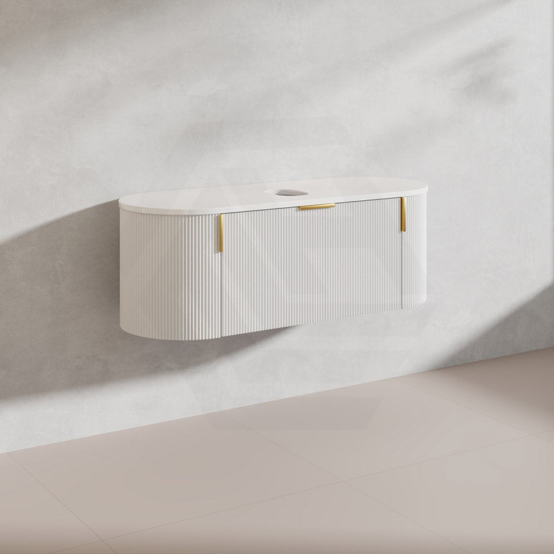 1200mm Carysil Plywood Wall Hung Floating Vanity 12 O'clock/NO Tap Hole with Center Waste Hole Stone Top Brushed Gold Handle Included - Various Color