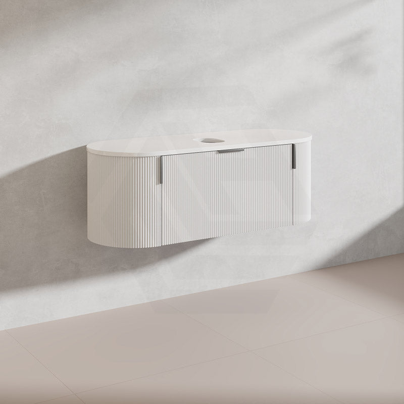 1200mm Carysil Plywood Wall Hung Floating Vanity 12 O'clock/NO Tap Hole with Center Waste Hole Stone Top Brushed Gold Handle Included - Various Color