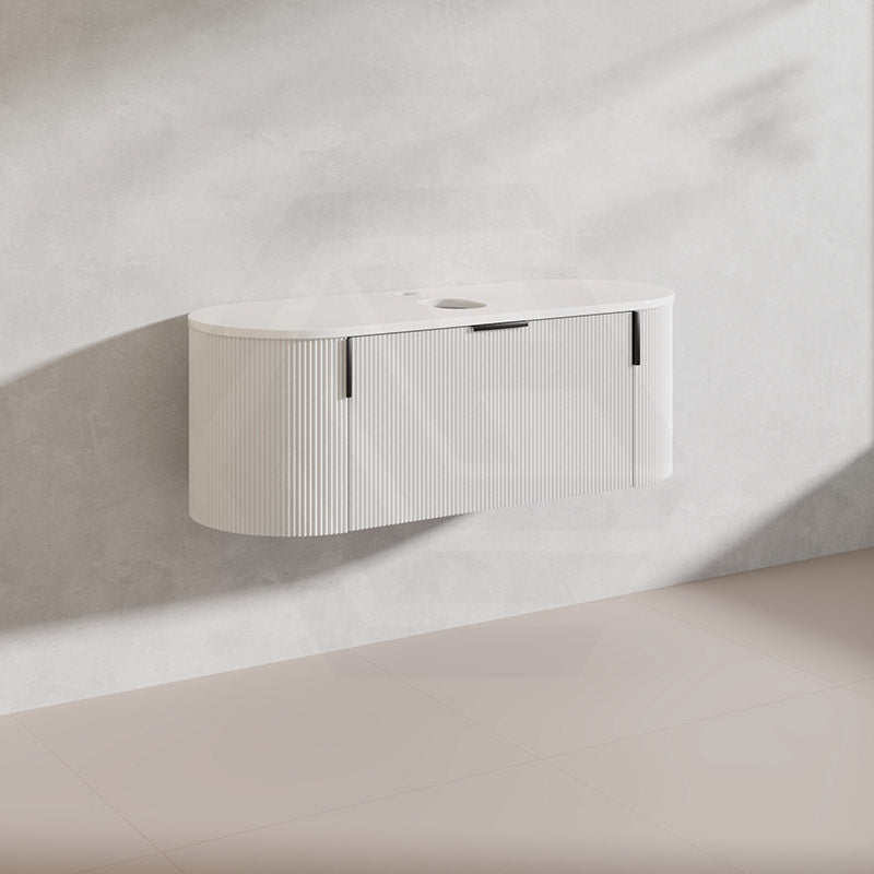 1200mm Carysil Plywood Wall Hung Floating Vanity 12 O'clock/NO Tap Hole with Center Waste Hole Stone Top Brushed Gold Handle Included - Various Color