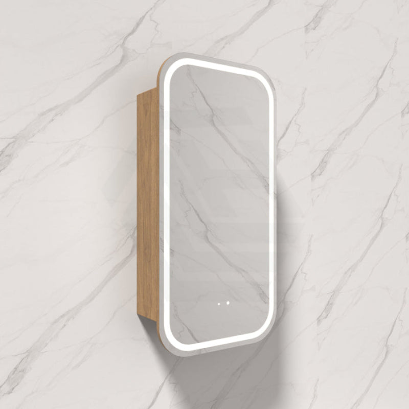 450x900mm Carysil Plywood Wall Hung Squircle Motion Sensor LED Shaving Mirror Cabinet Matt White/Walnut Finish for Bathroom
