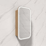 450x900mm Carysil Plywood Wall Hung Squircle Motion Sensor LED Shaving Mirror Cabinet Matt White/Walnut Finish for Bathroom