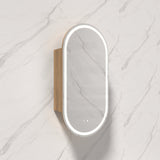 450x900mm Carysil Plywood Wall Hung Oval Motion Sensor LED Shaving Mirror Cabinet Matt White/Walnut for Bathroom