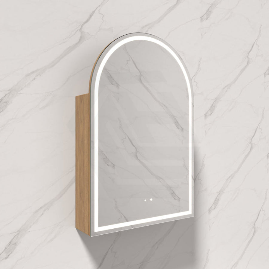 600x900mm Carysil Plywood Wall Hung Arch Motion Sensor LED Shaving Mirror Cabinet Matt White/Walnut Finish for Bathroom