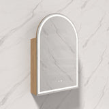 600x900mm Carysil Plywood Wall Hung Arch Motion Sensor LED Shaving Mirror Cabinet Matt White/Walnut Finish for Bathroom