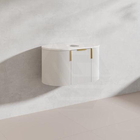 750mm Carysil Plywood Wall Hung Floating Vanity 12 O'clock/NO Tap Hole with Center Waste Hole Stone Top In Various Color