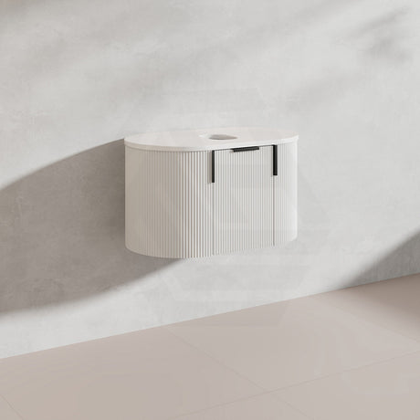 750mm Carysil Plywood Wall Hung Floating Vanity 12 O'clock/NO Tap Hole with Center Waste Hole Stone Top In Various Color