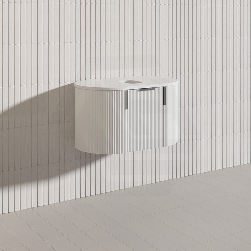 750mm Carysil Plywood Wall Hung Floating Vanity 12 O'clock/NO Tap Hole with Center Waste Hole Stone Top Brushed Gold Handle Included - Various Color
