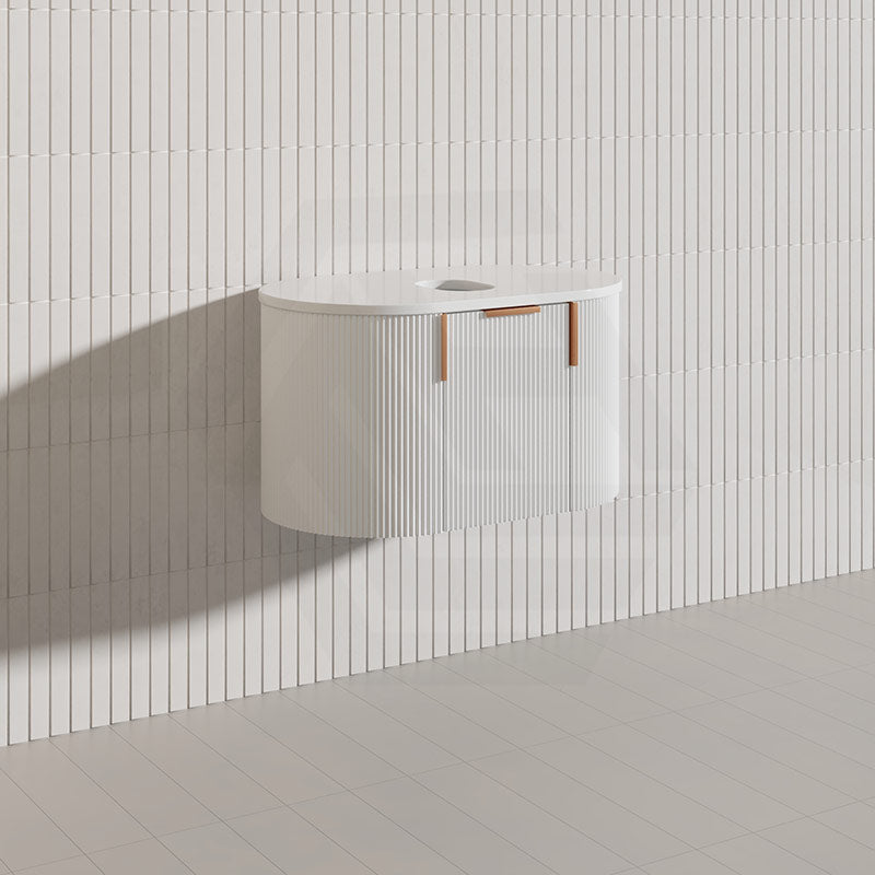 750mm Carysil Plywood Wall Hung Floating Vanity 12 O'clock/NO Tap Hole with Center Waste Hole Stone Top Brushed Gold Handle Included - Various Color
