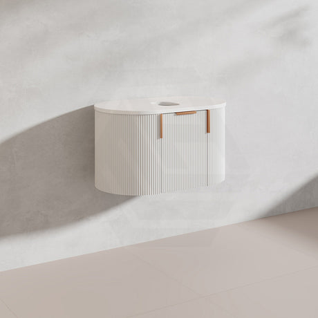 750mm Carysil Plywood Wall Hung Floating Vanity 12 O'clock/NO Tap Hole with Center Waste Hole Stone Top In Various Color