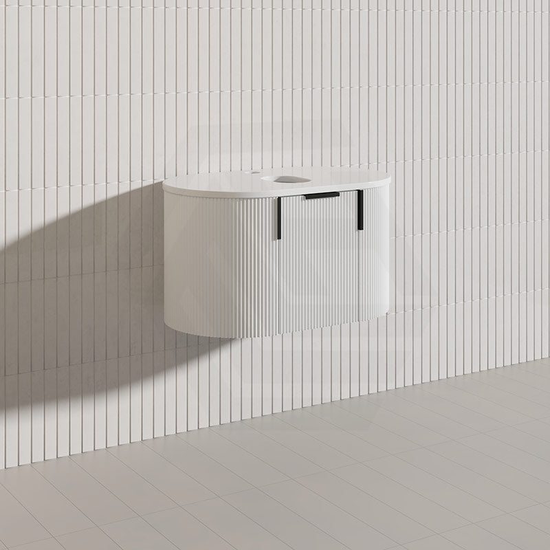 750mm Carysil Plywood Wall Hung Floating Vanity 12 O'clock/NO Tap Hole with Center Waste Hole Stone Top Brushed Gold Handle Included - Various Color