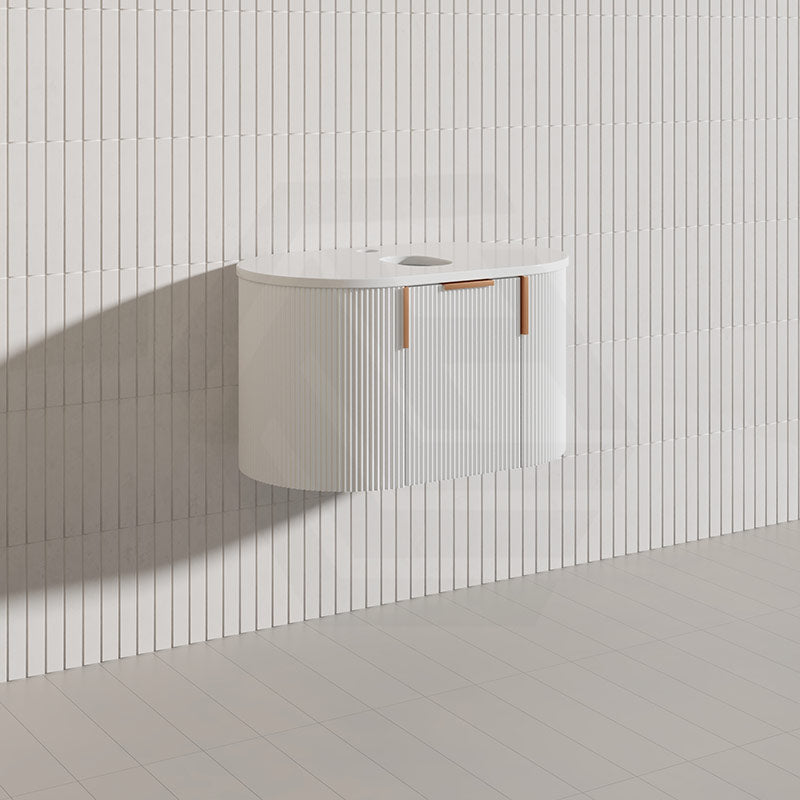 750mm Carysil Plywood Wall Hung Floating Vanity 12 O'clock/NO Tap Hole with Center Waste Hole Stone Top Brushed Gold Handle Included - Various Color