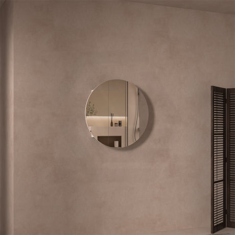 800x800x150 Carysil Orbit Round Mirror Plywood Shaving Mirror Cabinet Matt White