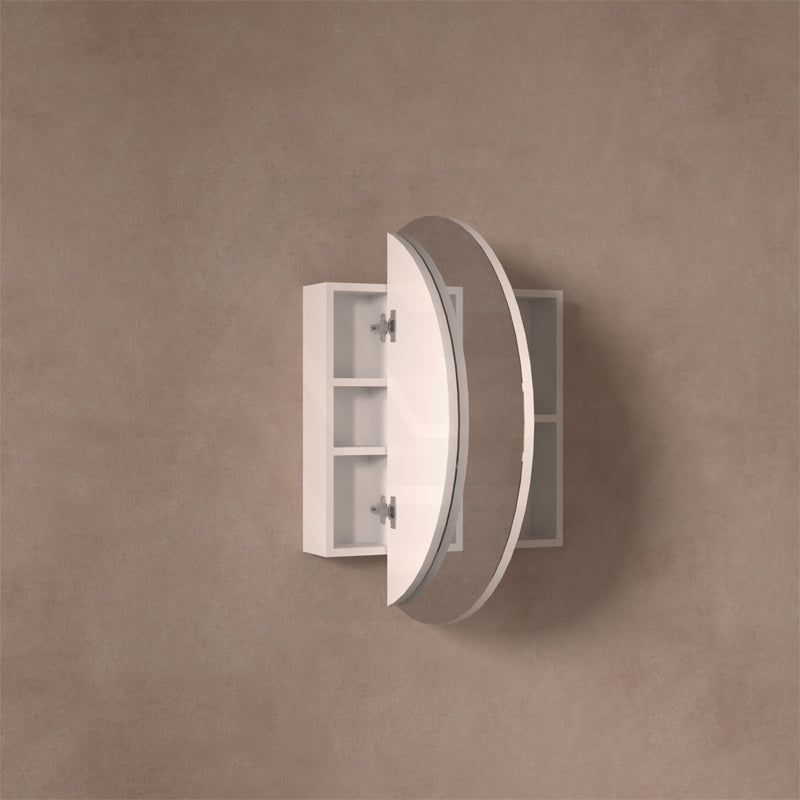 800x800x150 Carysil Orbit Round Mirror Plywood Shaving Mirror Cabinet Matt White