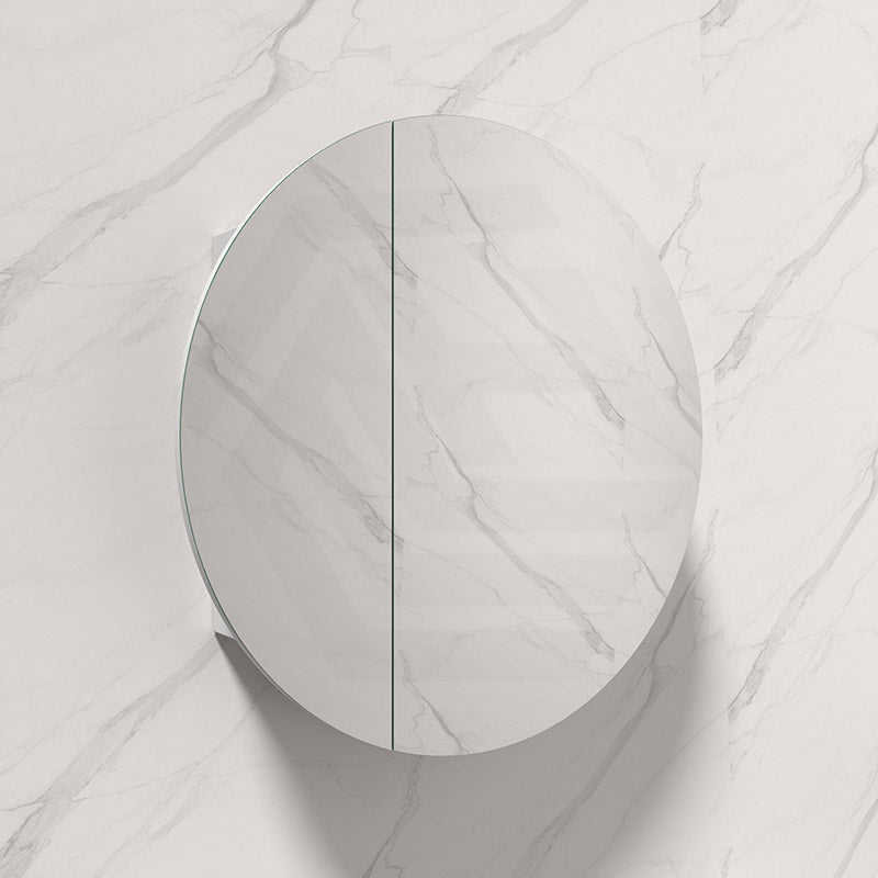 800x800x150mm Carysil Orbit Round Mirror Plywood Wall Hung Shaving Cabinet Matt White/Walnut