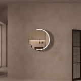 800x800x150mm Carysil Orbit Round Mirror Plywood Motion Sensor LED Shaving Cabinet Matt White