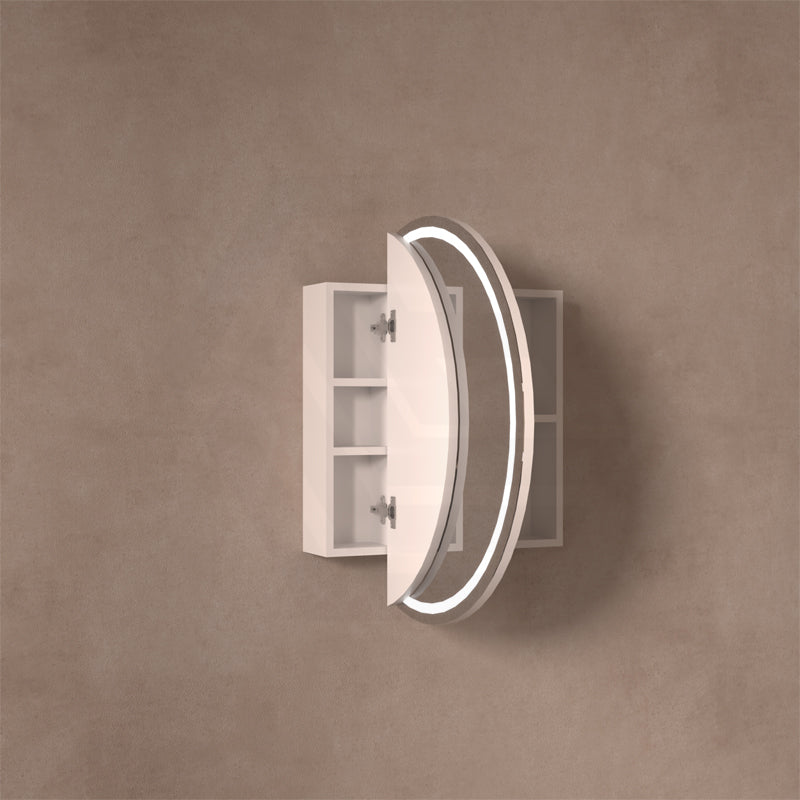 800x800x150mm Carysil Orbit Round Mirror Plywood Motion Sensor LED Shaving Cabinet Matt White