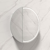 800x800x150mm Carysil Orbit Round Mirror Plywood Motion Sensor LED Shaving Cabinet Matt White/Walnut