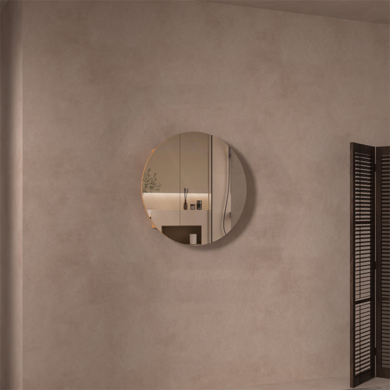 800x800x150 Carysil Orbit Round Mirror Plywood Shaving Mirror Cabinet Walnut
