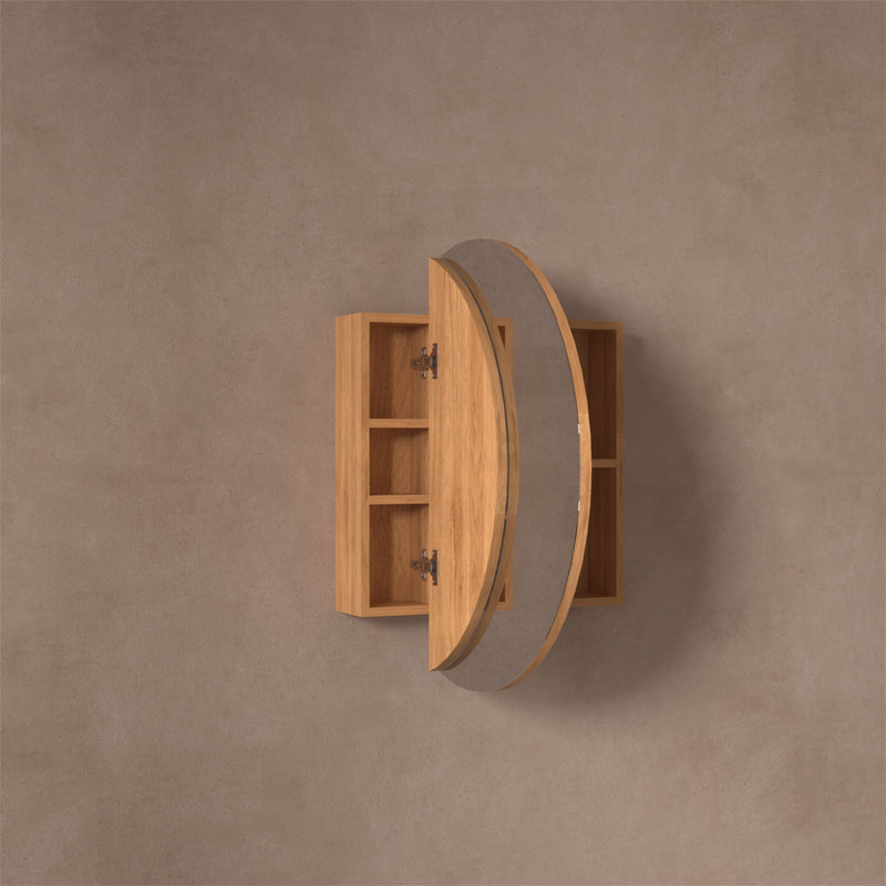 800x800x150 Carysil Orbit Round Mirror Plywood Shaving Mirror Cabinet Walnut