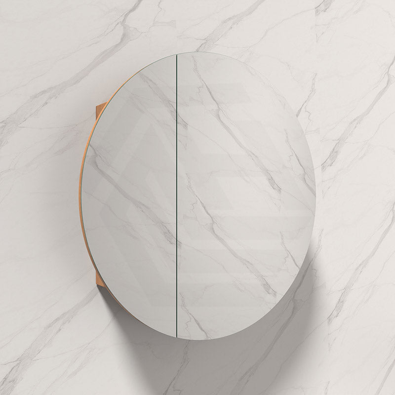 800x800x150mm Carysil Orbit Round Mirror Plywood Wall Hung Shaving Cabinet Matt White/Walnut