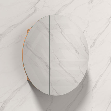 800x800x150mm Carysil Orbit Round Mirror Plywood Wall Hung Shaving Cabinet Matt White/Walnut