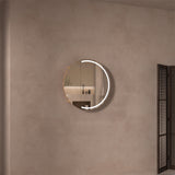 800x800x150mm Carysil Orbit Round Mirror Plywood Motion Sensor LED Shaving Cabinet Walnut