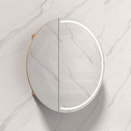 800x800x150mm Carysil Orbit Round Mirror Plywood Motion Sensor LED Shaving Cabinet Matt White/Walnut
