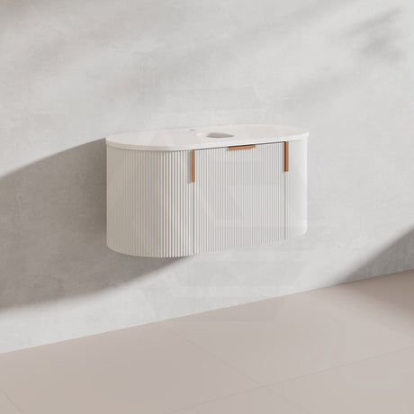 900mm Carysil Plywood Wall Hung Floating Vanity 12 O'clock/NO Tap Hole with Center Waste Hole Stone Top In Various Color