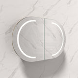 900/1200mm Carysil Plywood Oval Wall Hung Motion Sensor LED Shaving Cabinet Walnut Finish for Bathroom
