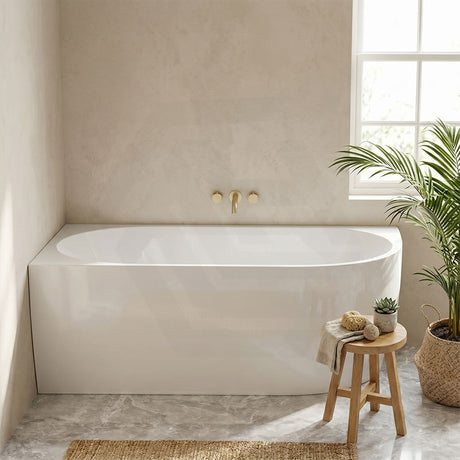 Carysil Gina Left / Right Corner Back to Wall Bathtub NO Overflow 1500/1700mm - Gloss White