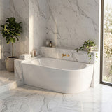 Carysil Gina Left / Right Corner Back to Wall Bathtub NO Overflow 1500/1700mm - Gloss White