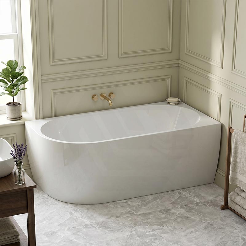 Carysil Gina Left / Right Corner Back to Wall Bathtub NO Overflow 1500/1700mm - Gloss White