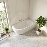 Carysil Gina Left / Right Corner Back to Wall Bathtub NO Overflow 1500/1700mm - Gloss White