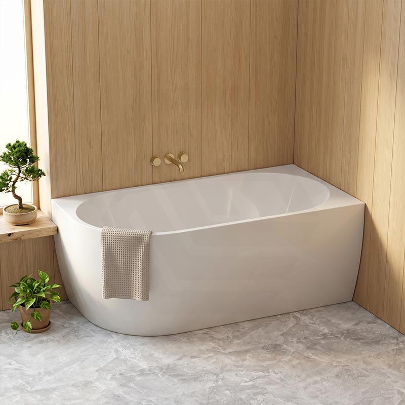 Carysil Gina Left / Right Corner Back to Wall Bathtub NO Overflow 1500/1700mm - Gloss White
