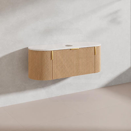1200mm Carysil Plywood Wall Hung Floating Vanity 12 O'clock/NO Tap Hole with Center Waste Hole Stone Top In Various Color
